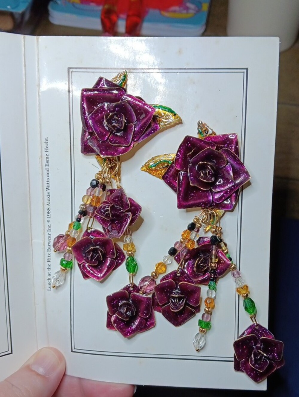 "Lunch at The Ritz" 1989 Gold Plated "Madam Rosa" Earings.